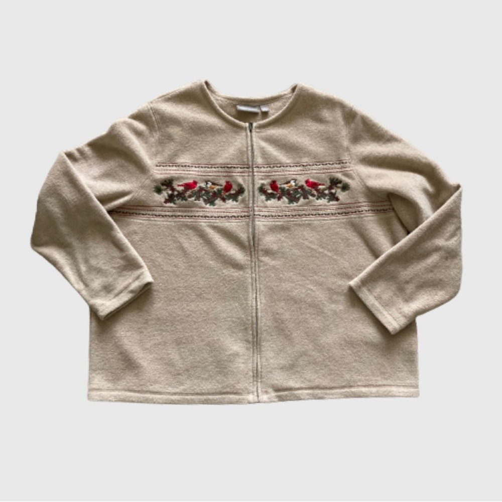 embroidered cardinal sweater